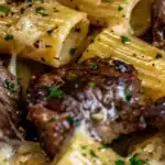Garlic Butter Steak Tips with Cheesy Rigatoni Delight!