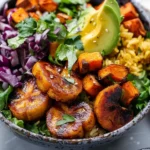 Roasted Plantain and Sweet Potato Rice Bowls