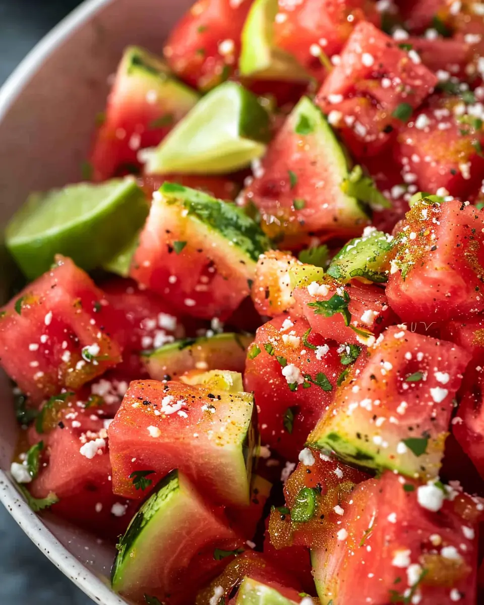 Easy Mexican Watermelon Salad with Turkey Bacon and Lime Zest