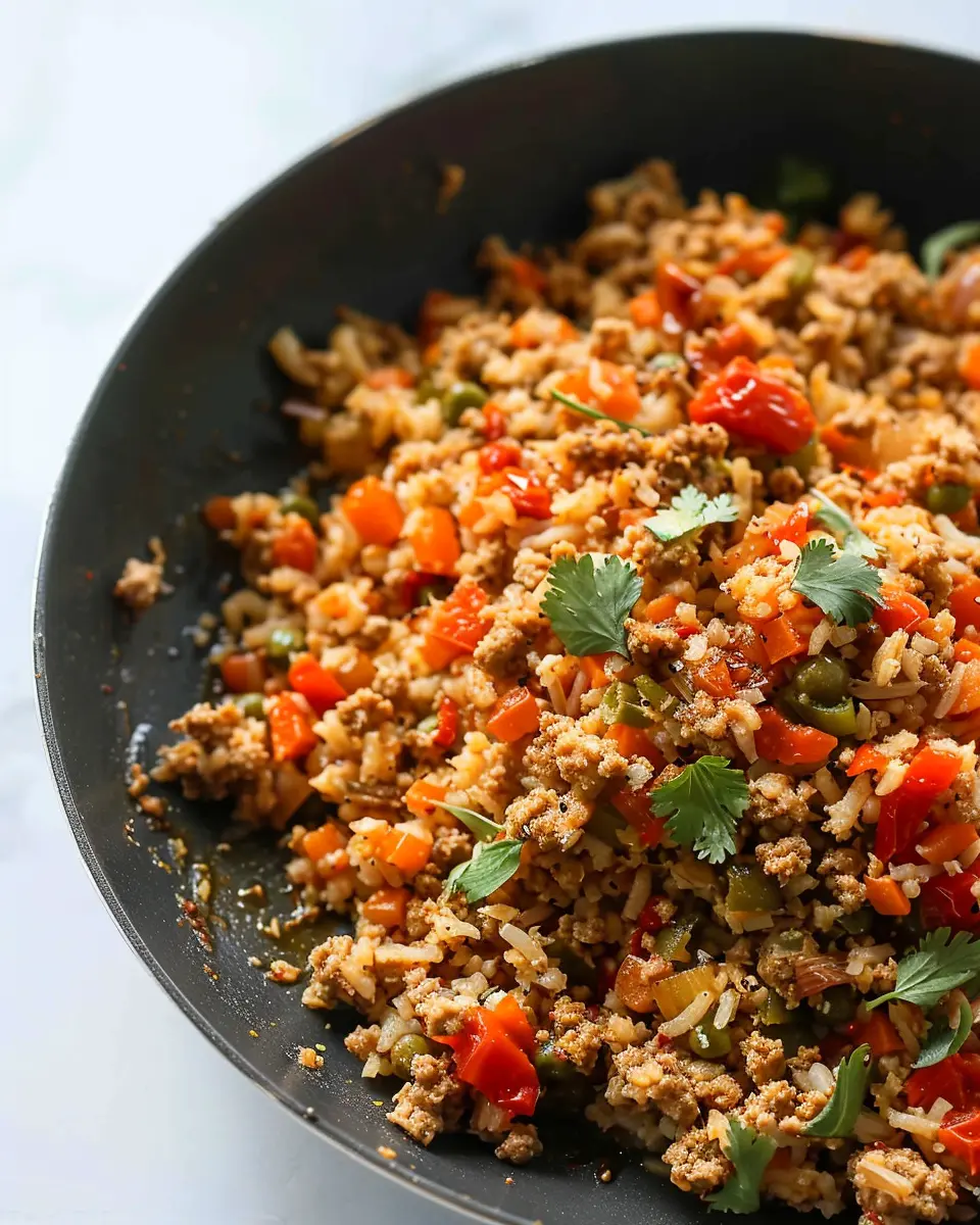 20-Minute Spicy Cauliflower Rice With Ground Turkey