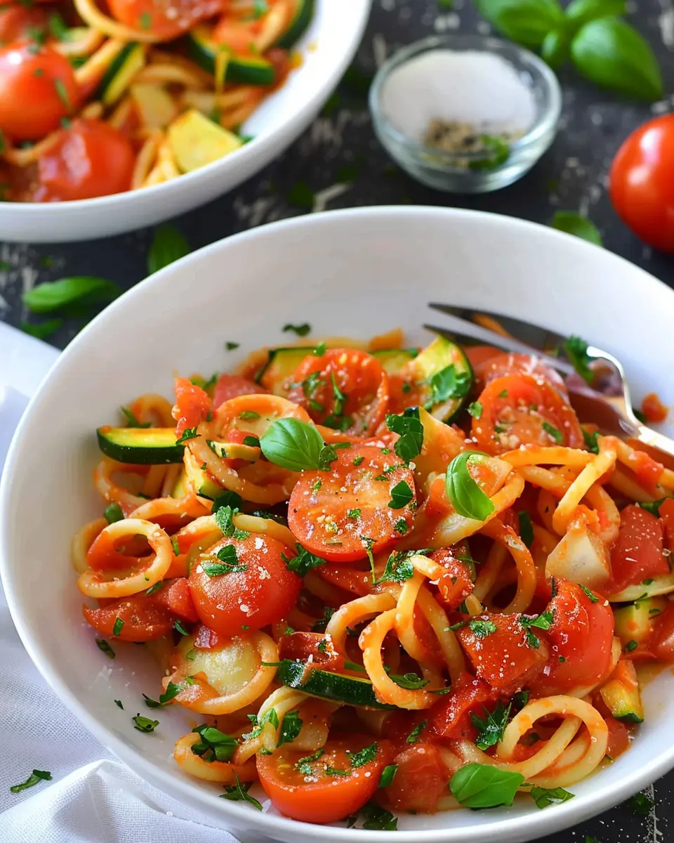 Healthy Tomato Zucchini Pasta