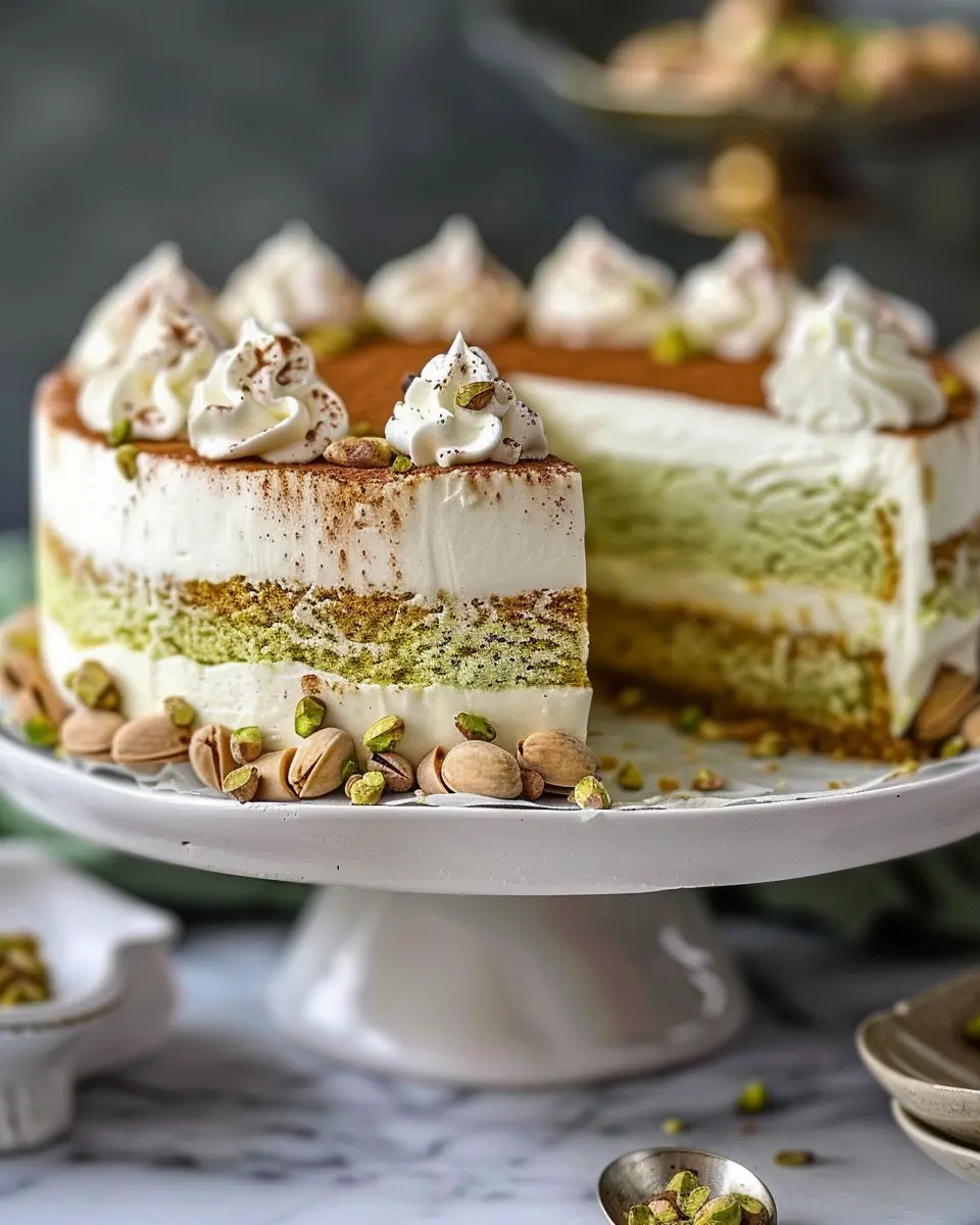 Pistachio Tiramisu Cake: Indulgent Delight with Whipped Mascarpone Cream