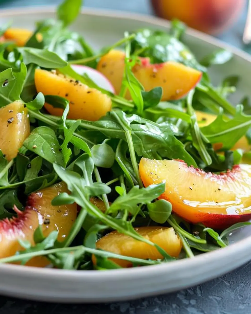 Peach and Arugula Salad: A Refreshing Twist with Turkey Bacon