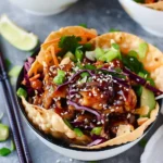 Teriyaki Chicken Wonton Taco Bowls