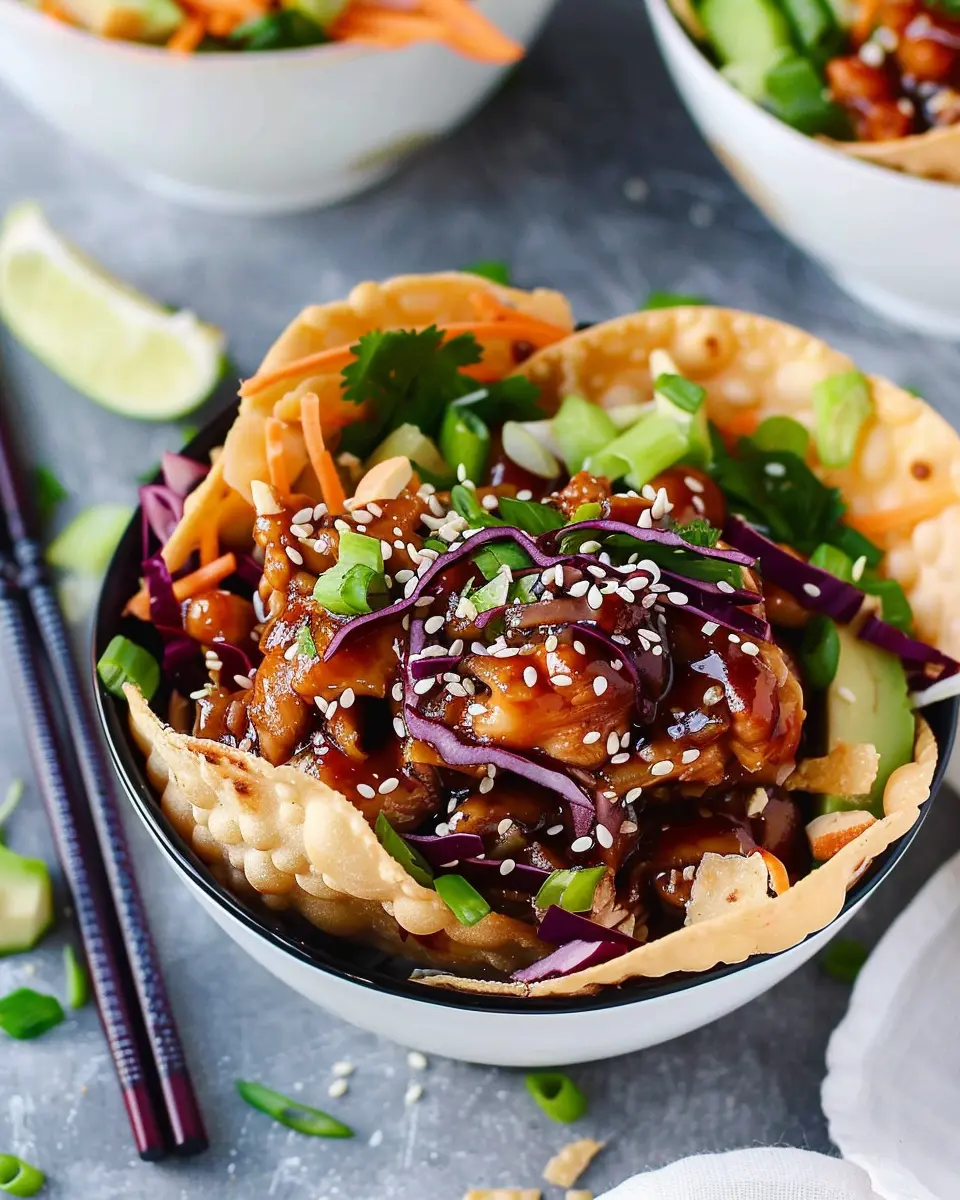 Teriyaki Chicken Wonton Taco Bowls: Easy and Flavorful Delight