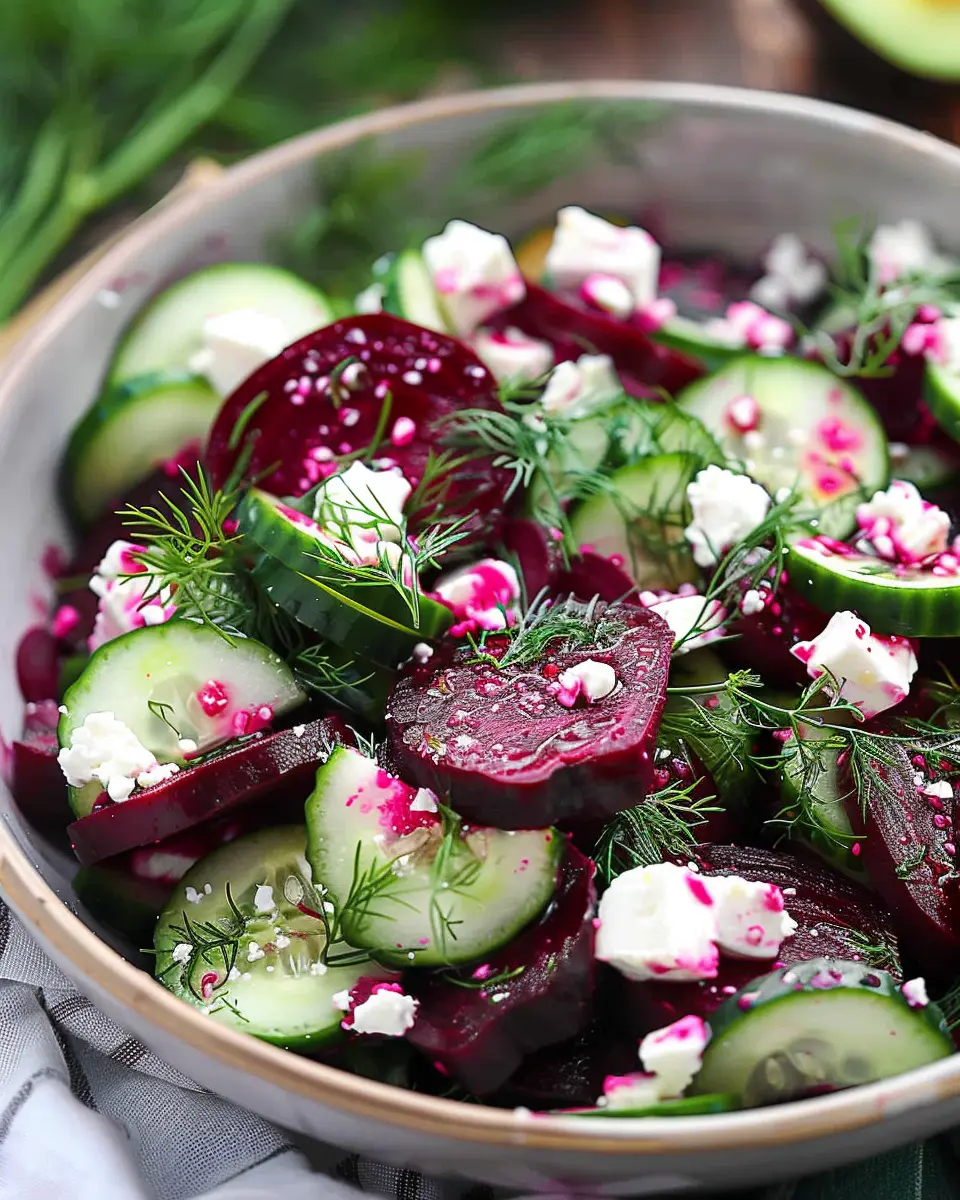 Beet Salad with Feta, Cucumbers, and Dill