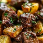Garlic Butter Beef Bites & Potatoes make a perfect dinner