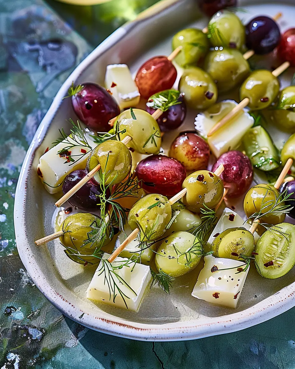 Dill Pickle Marinated California Grapes and Cheese: A Juicy Delight