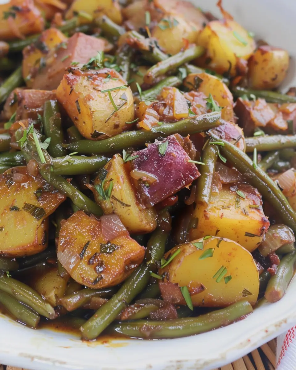 Smothered Green Beans and Potatoes-Cajun Style