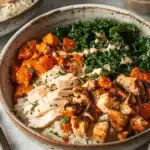 Roasted Sweet Potato, Chicken, Kale, and Rice Bowls for Two